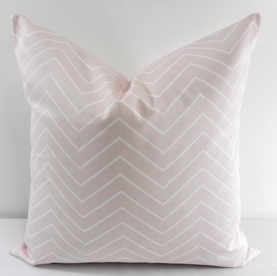 Light Pink White Pillow Cover Chevron Print Cover Cotton