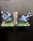 Pair of Vintage Ucagco Japan Blue Jay Ceramic Duck Bookends