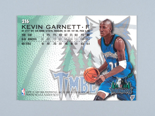 1996-97 Fleer Kevin Garnett Minnesota Timberwolves #216 - Picture 2 of 2