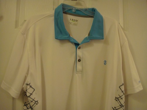 IZOD Polo Golf Uomo Elasticizzata Bianca con Colletto Verde Teal Taglia XXL - Foto 5 di 10