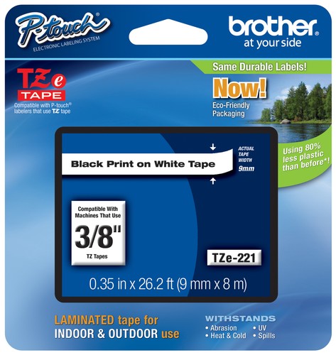 Genuine Brother TZe-221 P-touch Label Maker Tape TZe221 TZ221 TZ-221 Black White - Picture 1 of 9