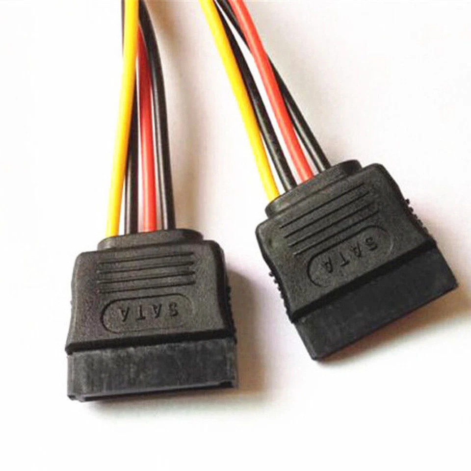 SATA Power Cable 15 Pin SATA Y Splitter Adapter 15 Pin Male to Dual Female Cable - Image 3 of 4