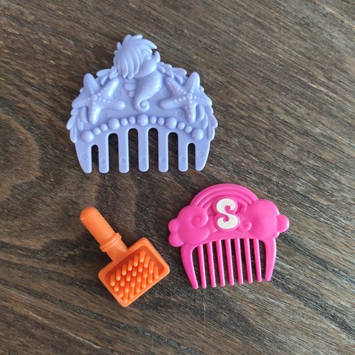 Doll Comb Bundle Princess Ariel Comb Shopkins Comb Orange Miniature Lot of 3