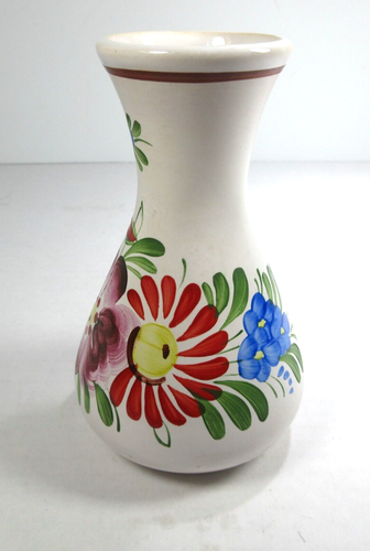 Vintage Chodovia Domazlice 5’’ Art Vase Czech Pottery Floral Hand Painted Kink - Picture 3 of 9