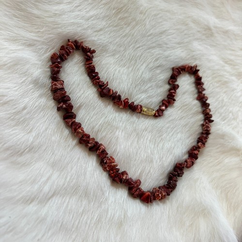 Vintage Stone Chip Necklace Red Brown Choker Chakra Healing Coastal Boho 13793 - Picture 4 of 7