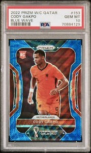 2022 Panini Prizm World Cup Qatar Cody Gakpo Blue Wave Prizm #153 /199 PSA 10