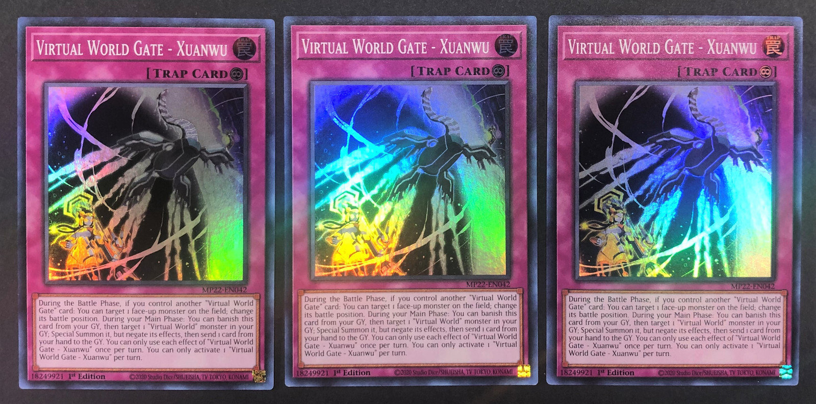 YUGIOH 3x Virtual World Gate Xuanwu MP22EN042 Super Rare 1st Edition
