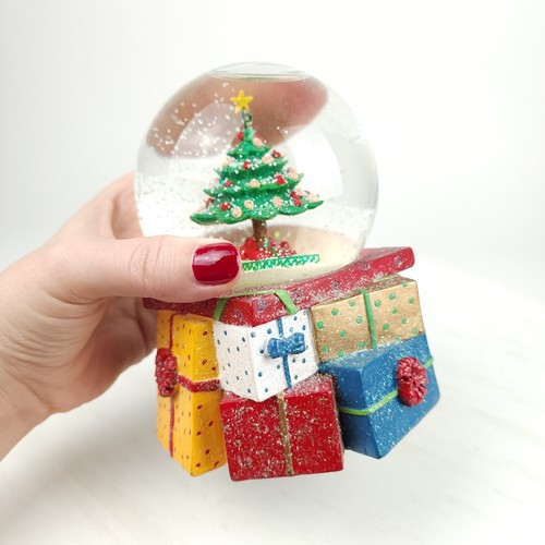 Árbol de Navidad musical globo de nieve vintage y regalos "Let it Snow" ~6" - Imagen 12 de 14