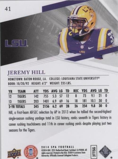 2014 SP Authentic Jeremy Hill #41