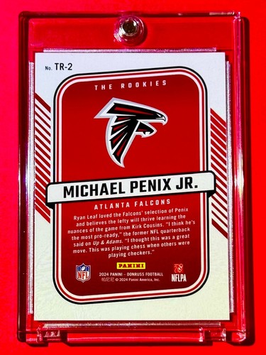 Michael Penix Jr RARE SILVER CHECKER REFRACTOR ROOKIE SP INSERT FALCONS RC MINT! - Picture 5 of 5