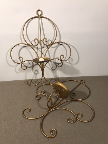 Pair Of Wall Mounted Metal Candle Holder Candlestick Holder Home Decoration - Picture 2 of 6