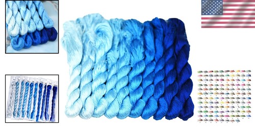 Soft Handmade Silk Thread Bundle - 1200 Yards, 10 Gradient Colors for Embroidery - Picture 2 of 8