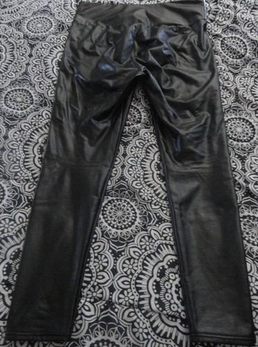 BLACK FAUX LEATHER PANTS LEGGINGS XL - Picture 5 of 6