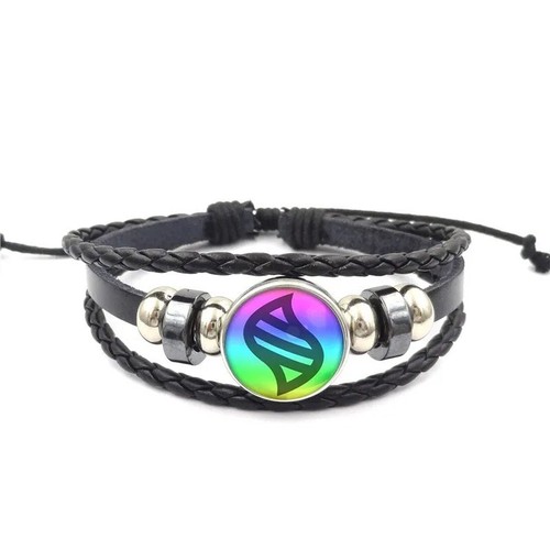 Pokemon Mega Evolution Stone Snap Weave Leather Adjustable Bangle Charm Bracelet - Picture 2 of 7