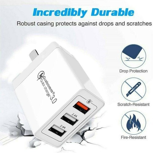 30W QC 3.0 Fast Charging 3 Port USB Wall Charger Adapter For iPhone Samsung AU - Picture 6 of 13