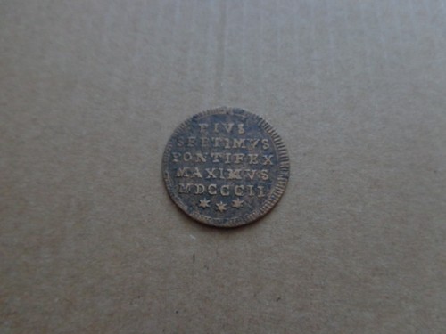 Italy Papal States coin 1/2 baiocco 1802 Pope Pius VII (c) - 第 1/2 張圖片