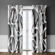 Abstract Geometric Art Blackout Curtains 84 Inches Long 2 Panel, Circular Bra...
