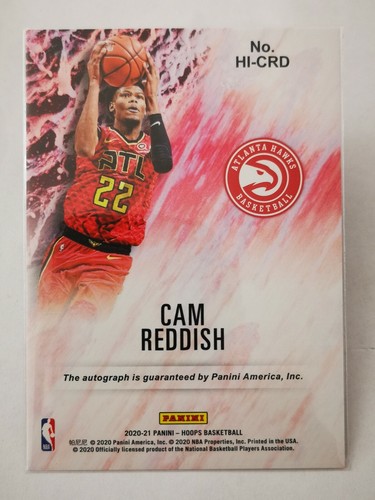 Panini Hoops 2020-21 N20 NBA INK AUTO HI-CRD Mint Atlanta Hawks Cam Reddish - Photo 2 sur 2