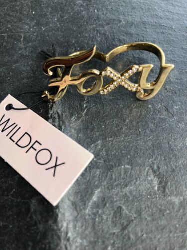 Wildfox FOXY 14KT Gold SWAROVSKI 2 Finger Ring, ungetragen - Bild 1 von 6