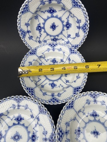 4 cuencos de condimento Royal Copenhagen azul acanalado con borde de encaje completo 1081 - Imagen 12 de 24