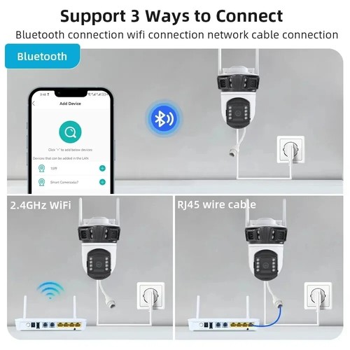 3MP HD WIFI Camera 3 Lens Screens Outdoor Waterproof CCTV Video Security Cameras - Picture 18 of 18