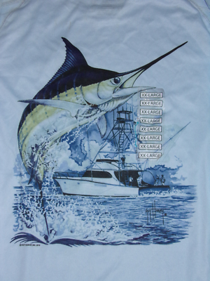 T-shirt De Pêche Guy Harvey Homme 2XL Bleu Manches Longues - Respirant Et Anti-UV