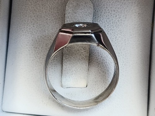 VINTAGE SCHWERER PLATIN DIAMANT HERREN RING GRÖSSE 8,5 16,2gr - Bild 6 von 15