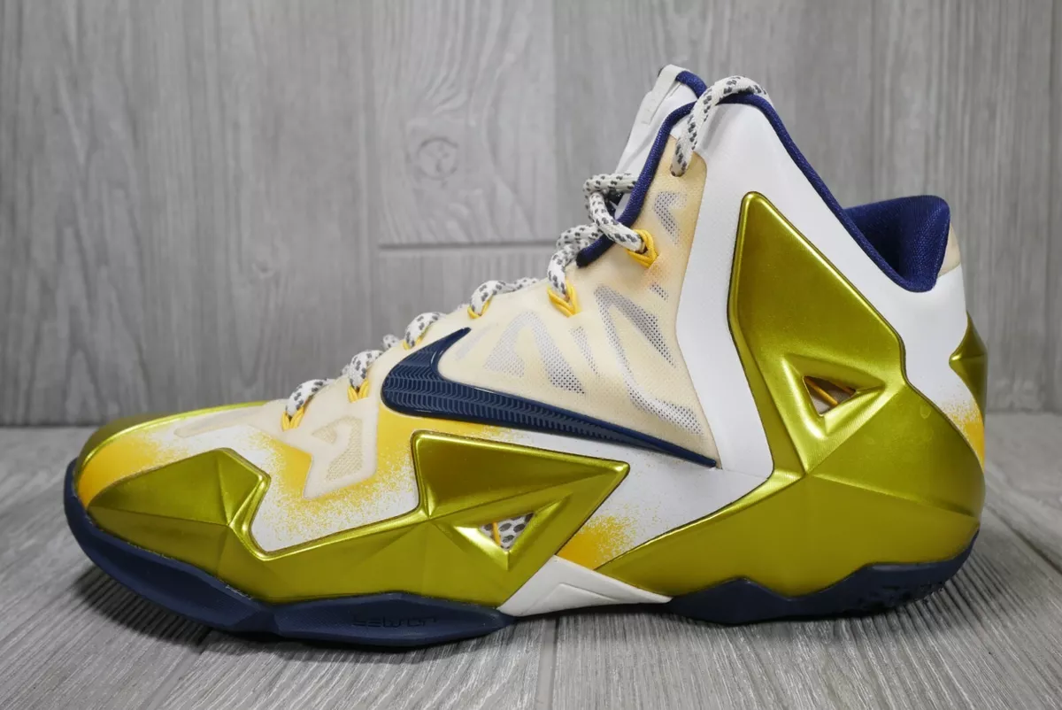 Nike Lebron 11 XI ID iD Gold White Size 10.5 Sneakers Shoes 641216