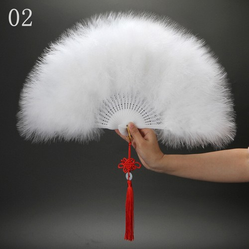 Colorful Large Folding Feather Fan Wedding PROM Party Costume Fancy Dress 1920s - Picture 3 of 30