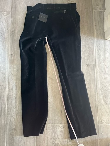 Ralph Lauren Black Label Velvet Black Pant Italy Tuxedo Sz 30 NWOT Distressed - Picture 5 of 5