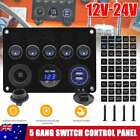 <!--F#f_0-->12V Switch Panel USB Charger 5 GANG ON-OFF Toggle LED Rocker for Car Boat Marine<!--F/-->