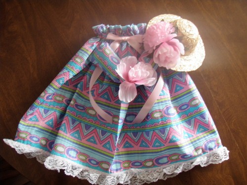 Abito abbigliamento oca - abito primaverile rosa, viola e blu con cappello lg 24-27" oca - Foto 4 di 4