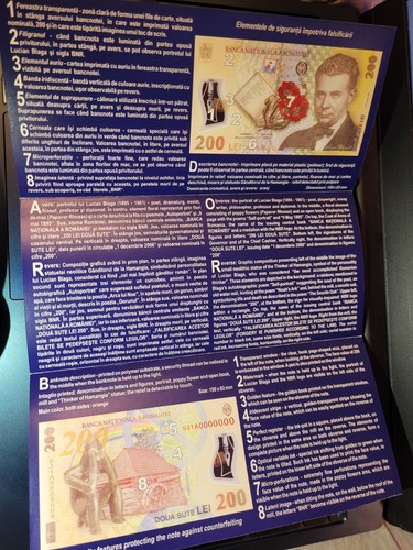 ROMANIA 10 lei 200 lei 2006 10000 2000 ROMANIAN no POLYMER NO banknote 3x FOLDER - Picture 6 of 10