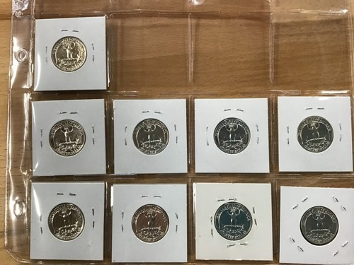 1956 bis 1964 Washington Silber Quarter Brilliant Proof Set 9 Münzen E9758 - Bild 4 von 4