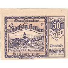 [#288492] Austria, Behamberg, 50 Heller, village, 1920, 1920-12-31, EF, Mehl:FS 