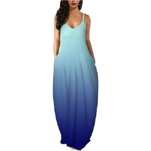 Superweiches bequemes ärmelloses lockeres schlichtes langes Damen-Maxikleid mit Taschen - Bild 18 von 19