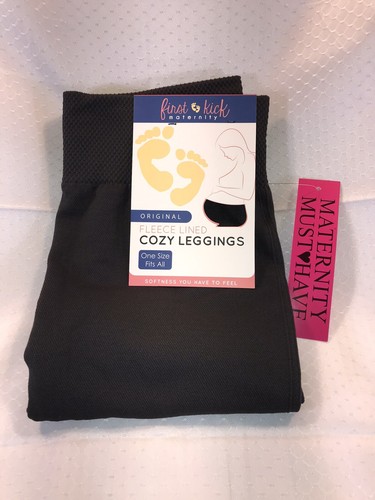 NWT Women's First Kick Maternity Solid Gray Fleece Lined Cozy Leggings One Size - Picture 2 of 10