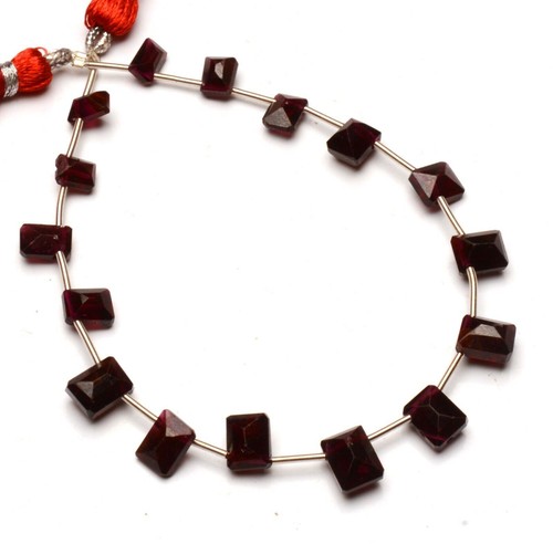 Natural Garnet Gem Multiple Size Rectangular Jewelry Making Beads 7" Strand - Picture 8 of 12