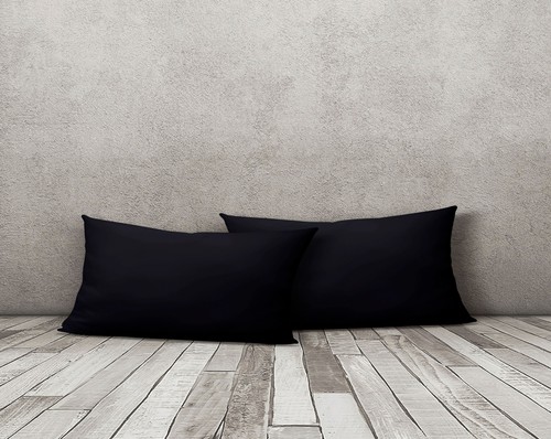 2er Set Kissenbezug Kissenhülle Kopfkissenbezug 40x80 cm schwarz Uni Microfaser - Bild 2 von 4