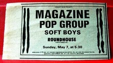 Magazine/The Soft Boys/Pop Group Gig Vintage ORIG 1978 Press/Mag ADVERT 4"x 2.5"