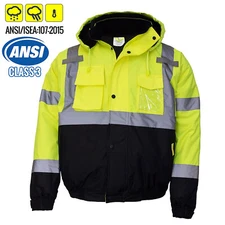 Wholesale Men's ANSI Class 3 High Visibility Bomber Safety Jacket - WJ9012