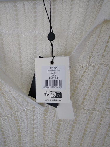 Ro & Zo Women Jumper Dress Size 8 White Open Stitch Knit Collar RRP £55 New F2 - Picture 5 of 12