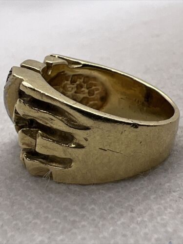 Solid 14K Two Tone Gold 0.25CTW Diamonds (SI, F) NUGGET Style MEN’S RING 12.4gr. - Picture 2 of 12