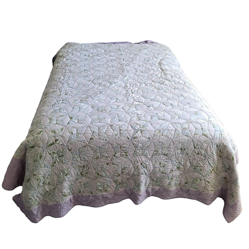 Vintage Quilt Bedspread Lavender Handstitched 4 Point Star Farmhouse Cottagecore - Picture 3 of 10