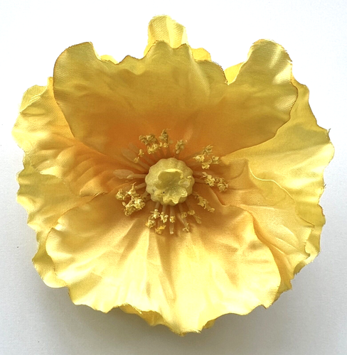4,25 Zoll golden gelb Mohn Seide Blume Haarspange Party Tanz Hochzeit Kreuzfahrt #1