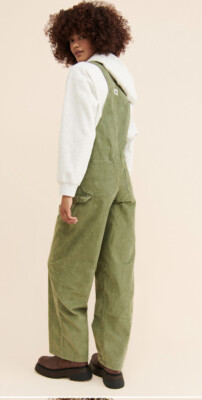 Lee Vintage Green Corduroy Bib Overalls Women's Wide Leg