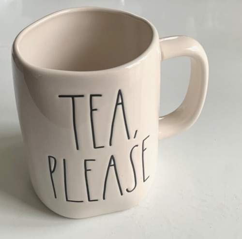 RAE DUNN Mug TEA PLEASE Coffee Cup Large Letters Farmhouse Magenta Artisan 16 oz - Picture 1 of 6
