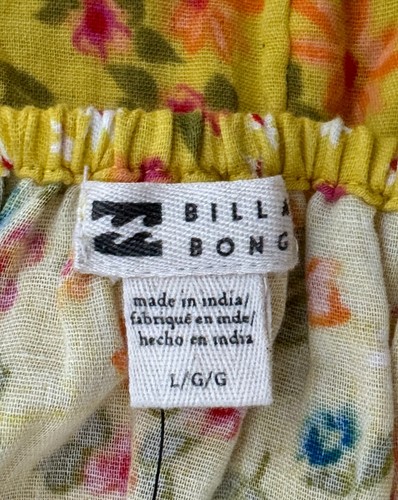 BILLABONG Large DARE TO BARE Yellow Floral Mini Dress 100% Cotton New - Picture 11 of 12