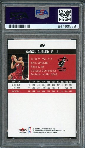 2004-05 Fleer Ultra #99 Caron Butler Signed Card AUTO PSA Slabbed Heat - Picture 2 of 2