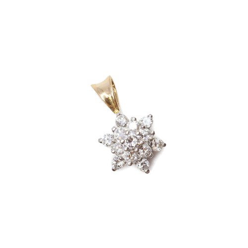 18ct Two Tone Gold Diamond Snowflake Pendant #2241 - Picture 2 of 7
